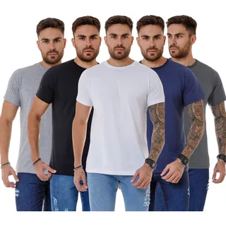Kit 5 Camisetas Masculina BĂĄsica Slim Fit AlgodĂŁo Lisa Kit 5 Camisetas Masculina BĂĄsica Slim Fit AlgodĂŁo Lisa