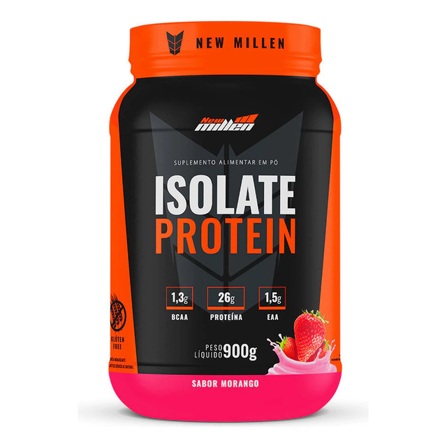 Whey Isolate Protein 900g - Morango - New Millen Whey Isolate Protein 900g - Morango - New Millen