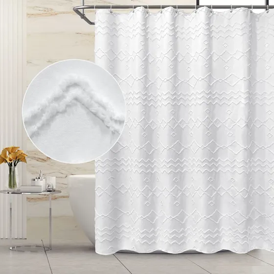 Cortina Ducha Blanca Tela Tejida Moderna Para Decoracion 72