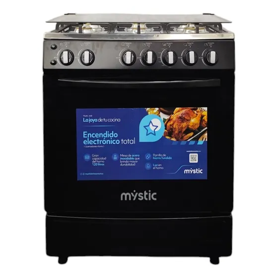 Cocina A Gas Jade 6 Hornillas (30 ) Negra Mystic