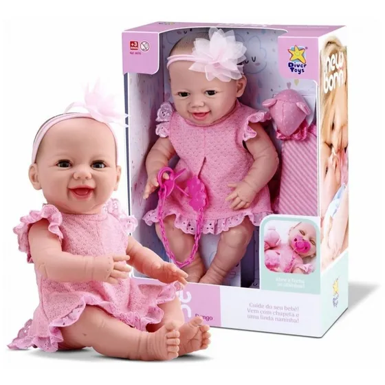 Boneca New Born Dengo Divertoys Abre E Fecha Os  Olhos