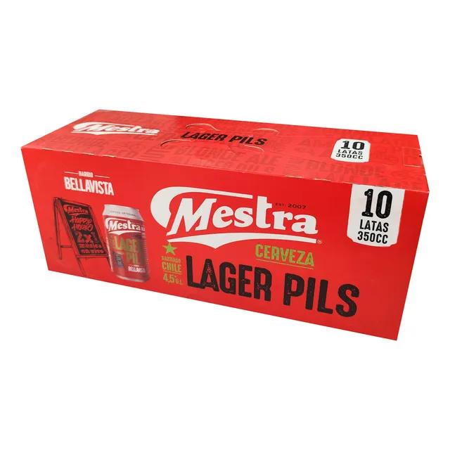 Pack 10x Cerveza Artesanal Mestra Lager Pils Lata 350cc
