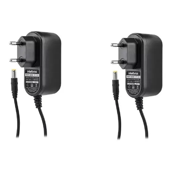 2x Fonte Intelbras 12v 1a Ef 1201 Camera Fita Led Video Port