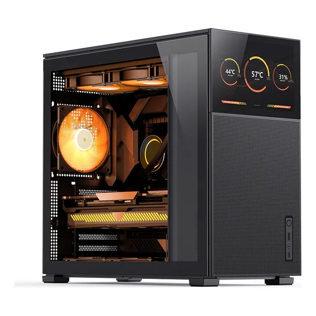 Gabinete Jonsbo D41 Mesh Tempered Glass con Pantalla Lcd HD Black