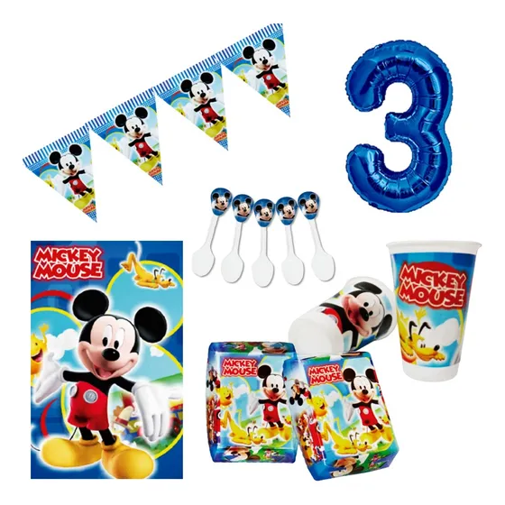 Set Kit Decoracion Mickey X12 Niños + Obsequio