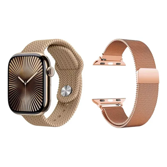 Acero Inoxidable Smartwatch Hk10 Pro Max + Plus Gold Edición Especial Dorada 2025 Amoled 2,02 Ia Robot Network Sharing Tws 2 Correas Milanes