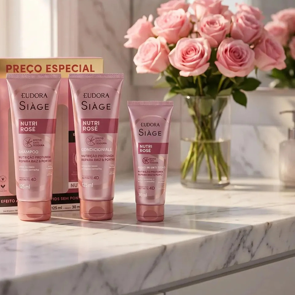 Kit Nutri Rose Shampoo 250ml + Cond 125ml + Leave-in 30ml