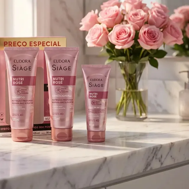 Kit Nutri Rose Shampoo 250ml + Cond 125ml + Leave-in 30ml