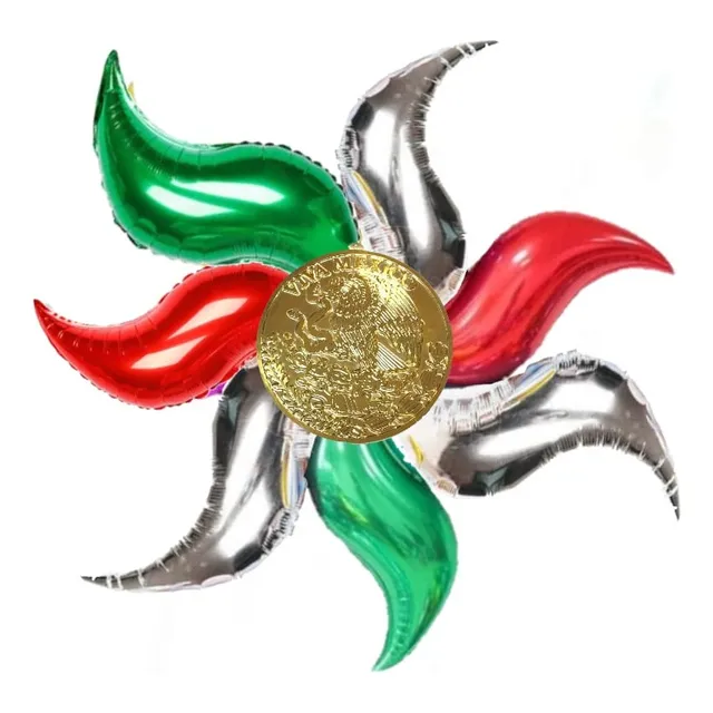 Globo Forma De Rehilete Tricolor Con Escudo Dorado 1.80 Mts