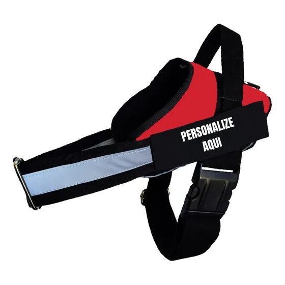 Coleira Peitoral Ajustável Petizada Com Guia Personalizada Cor Vermelho Liso Tamanho Da Coleira P