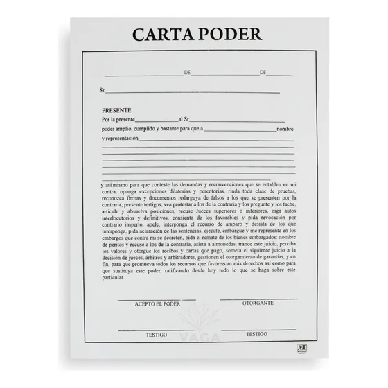 Block Carta Poder 50 Hojas Tamaño Carta