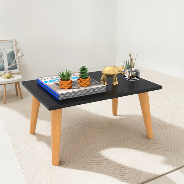 Mesa De Centro Retangular Sala Pés Palito Estilo Retro Apoio Cor Preto Mesa De Centro Retangular Sala Pés Palito Estilo Retro Apoio Cor Preto