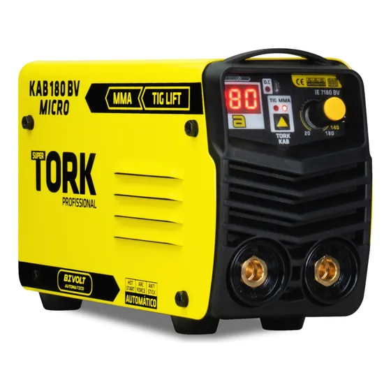 Maquina De Solda Inversora Mma Tig Kab 180 Micro 127/220V Tork Cor Amarelo Frequência 50/60 Hz 127/220V