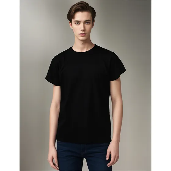 Eikeel Original Remera Negra Lisa Algodón Peinado Premium