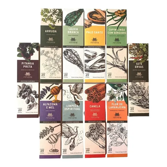 Kit Incenso Natural Nirvana - 10 Caixas E Fragrância Mista
