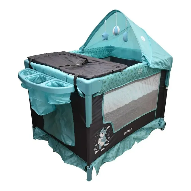 Cuna Corral Para Bebé Infanti Silver Colecho Plegable Color Turquesa