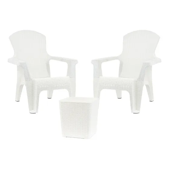 Sillon De Jardin Roma X2 + Mesa Capri Rattan Color Blanco Garden Life