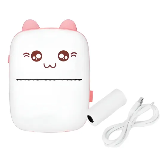 Mini Impresora Térmica Portátil Bluetooth Gatito + 1 Rollo