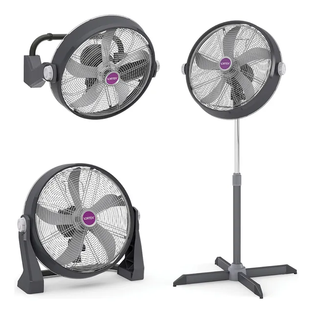 Ventilador Navia Vortex Evolution 20 Pulgadas 3 En 1 Pedestal, Piso Y Pared Gris Plástico