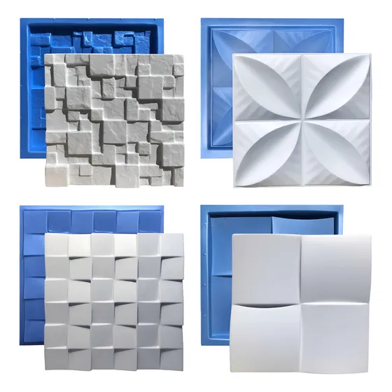 4 Formas Gesso Plástico E Borracha Placa 3d - Lançamento