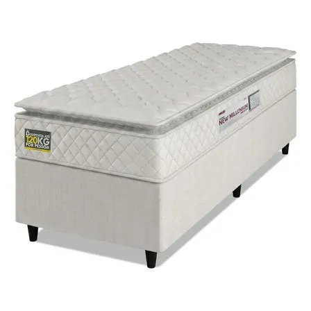 Cama Box 88x188x57 Colchão Espuma D33 Pillow Top Branco Hellen