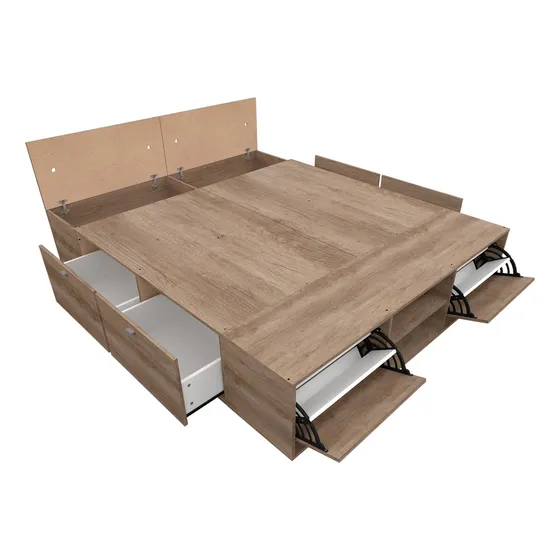 Box Plataforma Cama 2 Plazas Queen Benethon Mosconi Color Grei 160X200