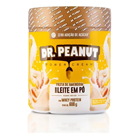 Pasta De Amendoim Com Whey Protein Leite Em Pó (600g) Dr Peanut