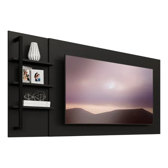 Painel De Parede Amazonas Para Tv Até 50' Preto Móveis Carraro