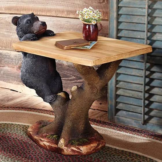 Mesa Decorativa Escalada Oso Negro Decoracion Bosque  Muebl