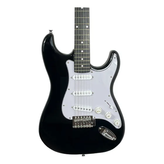 Guitarra Elétrica Strato Malibu Eg22 + Afinador E Alavanca Cor Preto - Bk Material Do Diapasão Blackwood Orientação Da Mão Destro