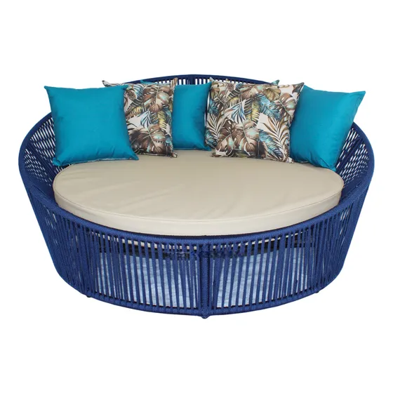Chaise Sofa  Em Corda Náutica Alumínio Piscina Redonda 170cm