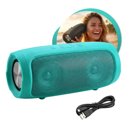 Caixa Caixinha De Som Bluetooth Pendrive Sd Fm Portátil Alto Falante Potente Estéreo Coolmusic Verde 20w