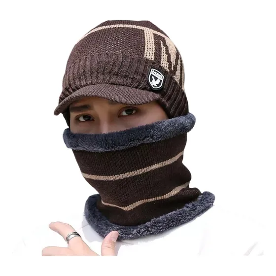 Chullo Con Bufanda Visera Gorro De Lana Para Invierno Unisex