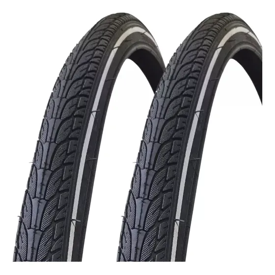 Par Pneu Bike 700x48 Refletiva Urbano Híbrido Touring Aro 29 Cor Preto