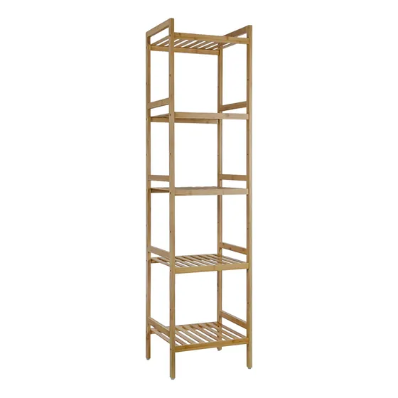 Estantería Repisa Badecor, Madera De Bambú, 5 Estantes - Mueble Multiuso, Organización Hogar, Cocina, Living, Dormitorio, Baño - Alto 142cm