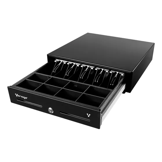 Cajón de Dinero Vorago CD-100 - 5 Compartimientos para Billetes + 8 para Monedas - Conexión RJ11 - 3 Cerraduras de Seguridad - Ideal para Punto de Venta, Tiendas y Restaurantes