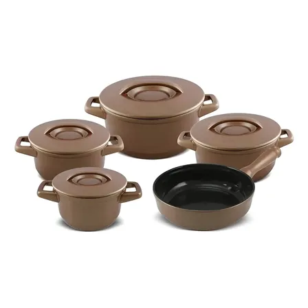 Jogo De Panelas De Cozinha Ceraflame Duo+ Smart Com 5 Peças De Cerâmica Cobre