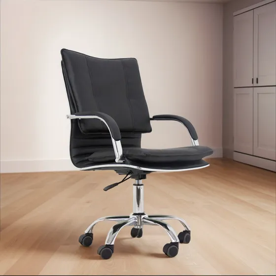 Silla Escritorio Oficina Giratoria Tapizado Cuero Sintético