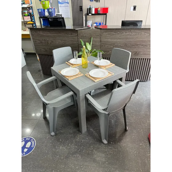 Juego De Comedor Rattan 4 Puestos Tienda Física Calidad