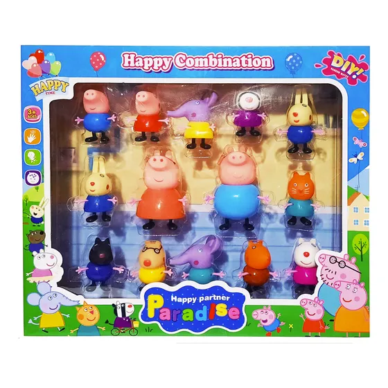 Peppa Set Completo Caja 14 Muñecos Con Familia Y Amigos