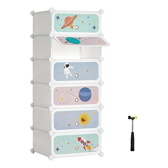 Zapatero Songmics Para Niños Con Puertas, 6 Ranuras, Apilabl