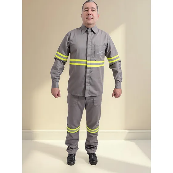 Kit Calça E Camisa Uniforme Retardante Cedro Tech Nr10 Cinza