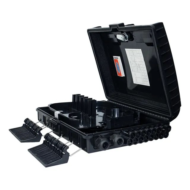 Caja Nap Negra Sin Splitter Para 16 Puertos Con Llave Segura