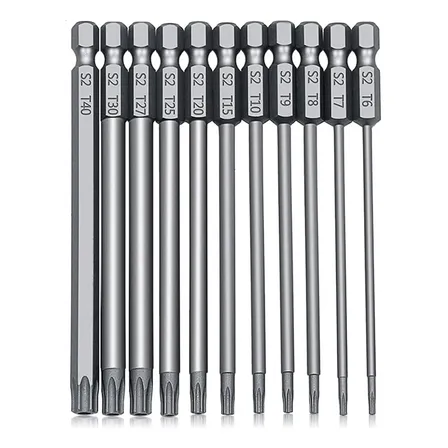 Kit 11 Pcs Jogo De Bits Longo Aço Vanadium Magnéticos 100mm