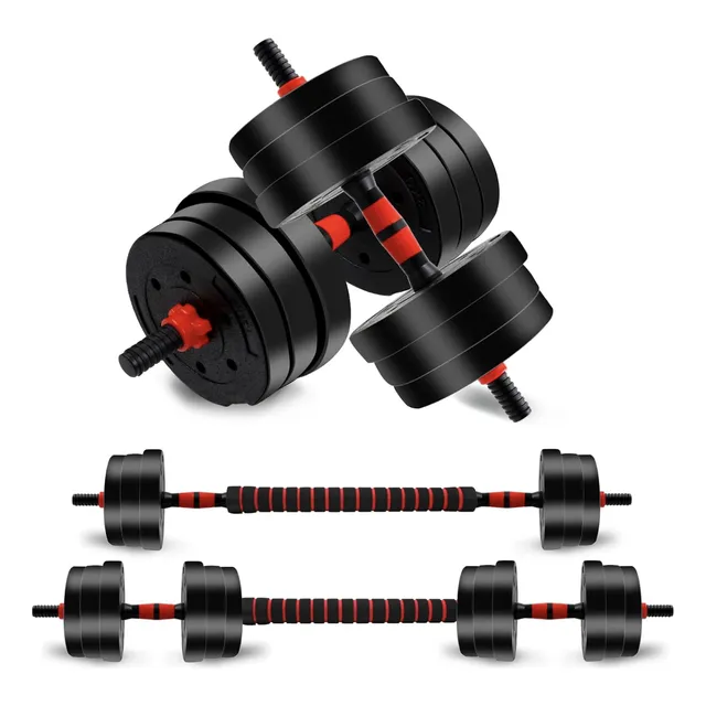Set Mancuerna Bosco  Ajustable + Barra 20 Kg Total