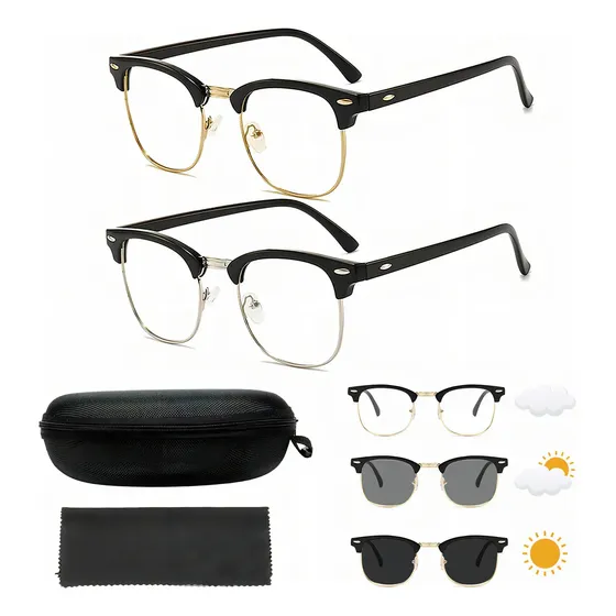 Tigmanerung 2pz Lentes Fotocromática Gafa Con Filtro De Luz Azul Moda Protección Día Noche Hombre y Mujer