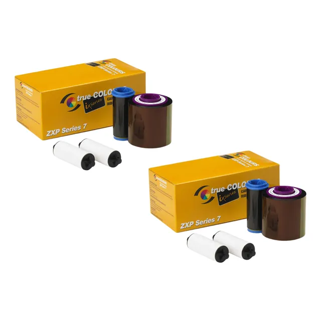 2 Cintas Ribbon Zebra Zxp7 800077-742 Ymcko 750 Imágenes C/u