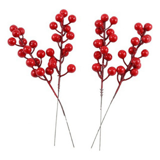 W A W Tallos De Frutos Rojos, Paquete De 48 Bayas Navideñas W A W Tallos De Frutos Rojos, Paquete De 48 Bayas Navideñas