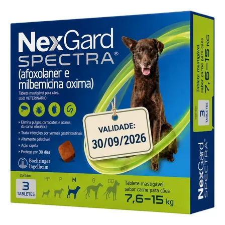 Nexgard Spectra 7,6 A 15kg - 3 Tabletes