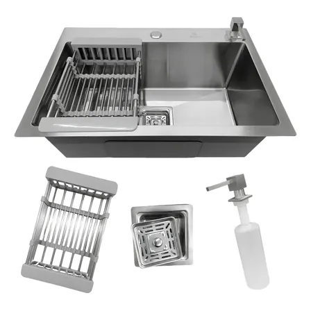 Cuba Pia Cozinha Gourmet Quadrada Aço Inox 304 Escovada 60x40cm com Acessórios Stillus Home